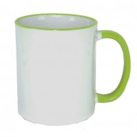 Кружка ЛЮКС белая с цв. ручкой и ободком, светло-зелен1/36 SM02G