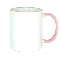 Кружка ЛЮКС белая с цв. ручкой и ободком,розовая1/12/36 SM02P
