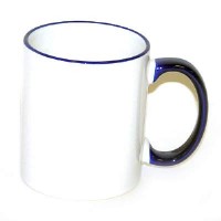 Кружка ЛЮКС белая с цв. ручкой и ободком,синяя(1/12/36)SM02BL