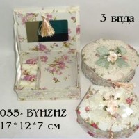 FF/Шкатулка для ювелирных изделий ткань+картон "Сердце" 6,5*6 см.