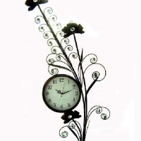 Часы ВИНТАЖ "ЦВЕТОК"  настенные, бронза, металл, размер  38*100 см, D 22 см, Стрелки за стеклом.