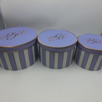 !!АКЦИЯ!Набор коробок подарочных из 3шт картон Полоска  фиолет 26*26*15/22*22*14/19*19*13см