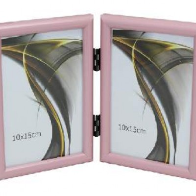 Ф/рамка вертик 1302-183розов 2фото10*15  пластик (30)