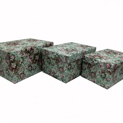 !!АКЦИЯ!Набор коробок подар из 3шт картон Цветы, 26*19*14/24*17*13/22*15*11см