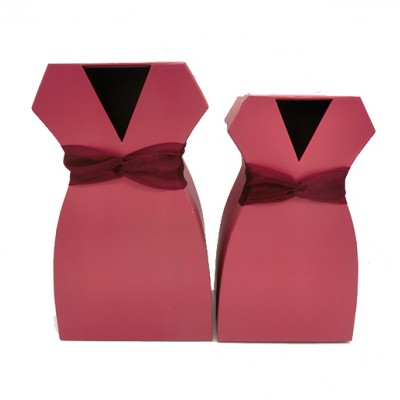 !!АКЦИЯ!Набор коробок подар из 2шт картон Платье корал cm W9714(18)