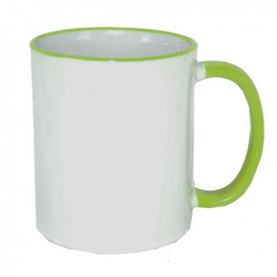 Кружка ЛЮКС белая с цв. ручкой и ободком, светло-зелен1/36 SM02G